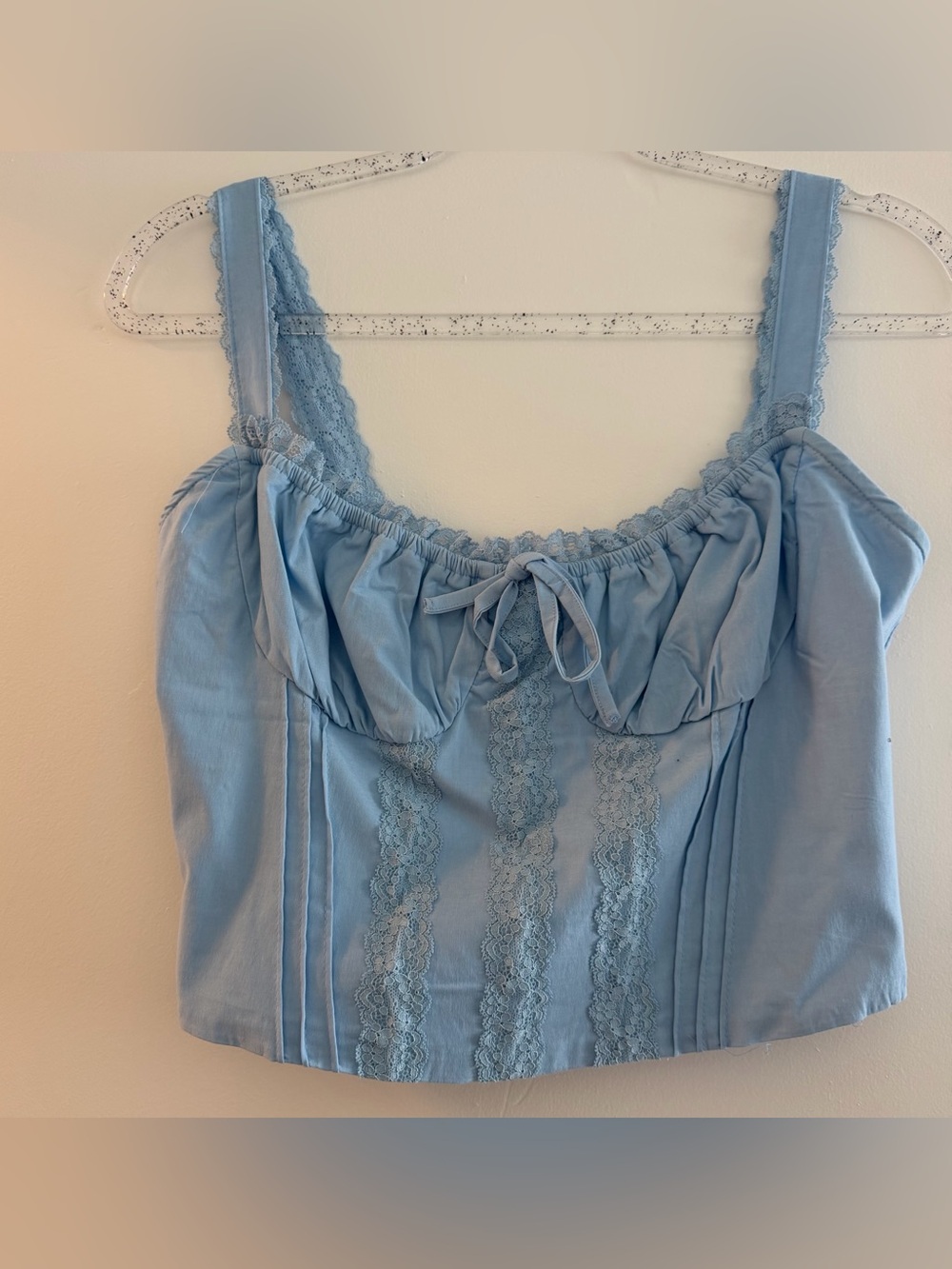 Light Blue Lace-Trim Bustier Camisole - Women